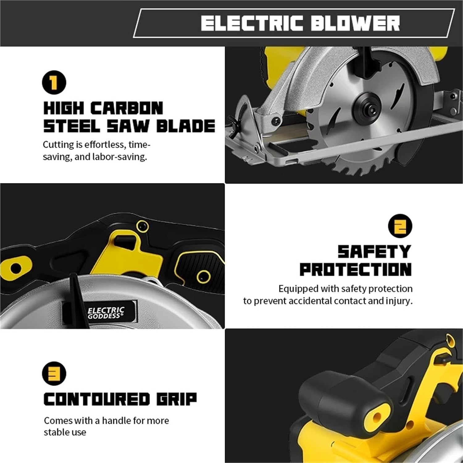 Reciprocating Saw, Electric 7in Brushless Circular Saw For Battery ﻿Pin Cordless Handheld Woodwork Cutting