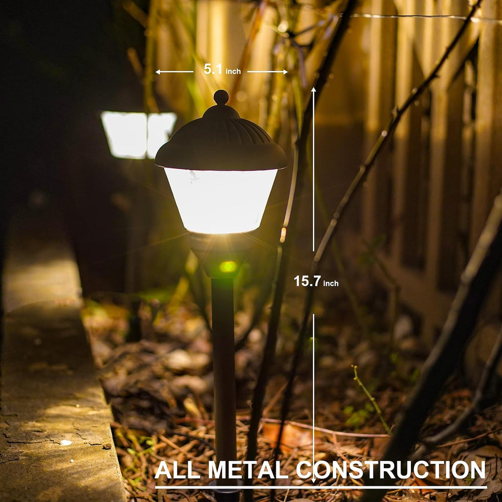 GOODSMANN Pathway Lights 1.5W LED 6PK Outdoor Low Voltage Landscape Lighting Kits 100 Lumen Hardwired Path Light 3000K Warm White Metal 12V Bronze Electric Sidewalk Walkway Lights with Cable Connector