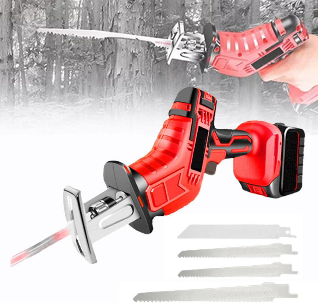 Handheld Bone Saw, Cordless Reciprocating Saw, With 4 Removable Saw Blades, Built-In Safety Lock and LED Lighting, Stroke Speed 2000/Min, Suitable for Cutting Metal, Wood, Etc.
