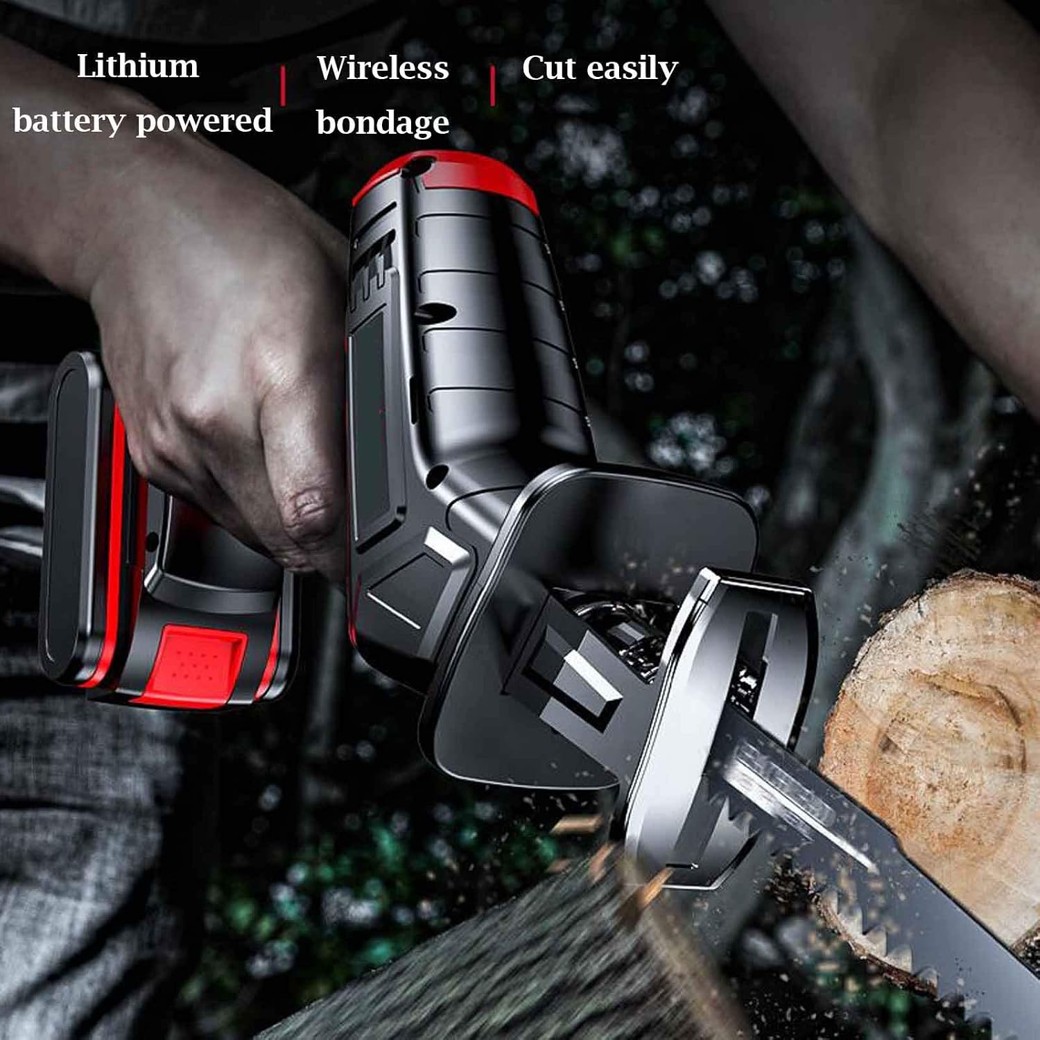 Mini Chainsaw Cordless Reciprocating Saw Electric Saw One-Handed Portable Wood Saw for Planting Branches Garden Pruning Bonsai Tree Trunks and Firewood