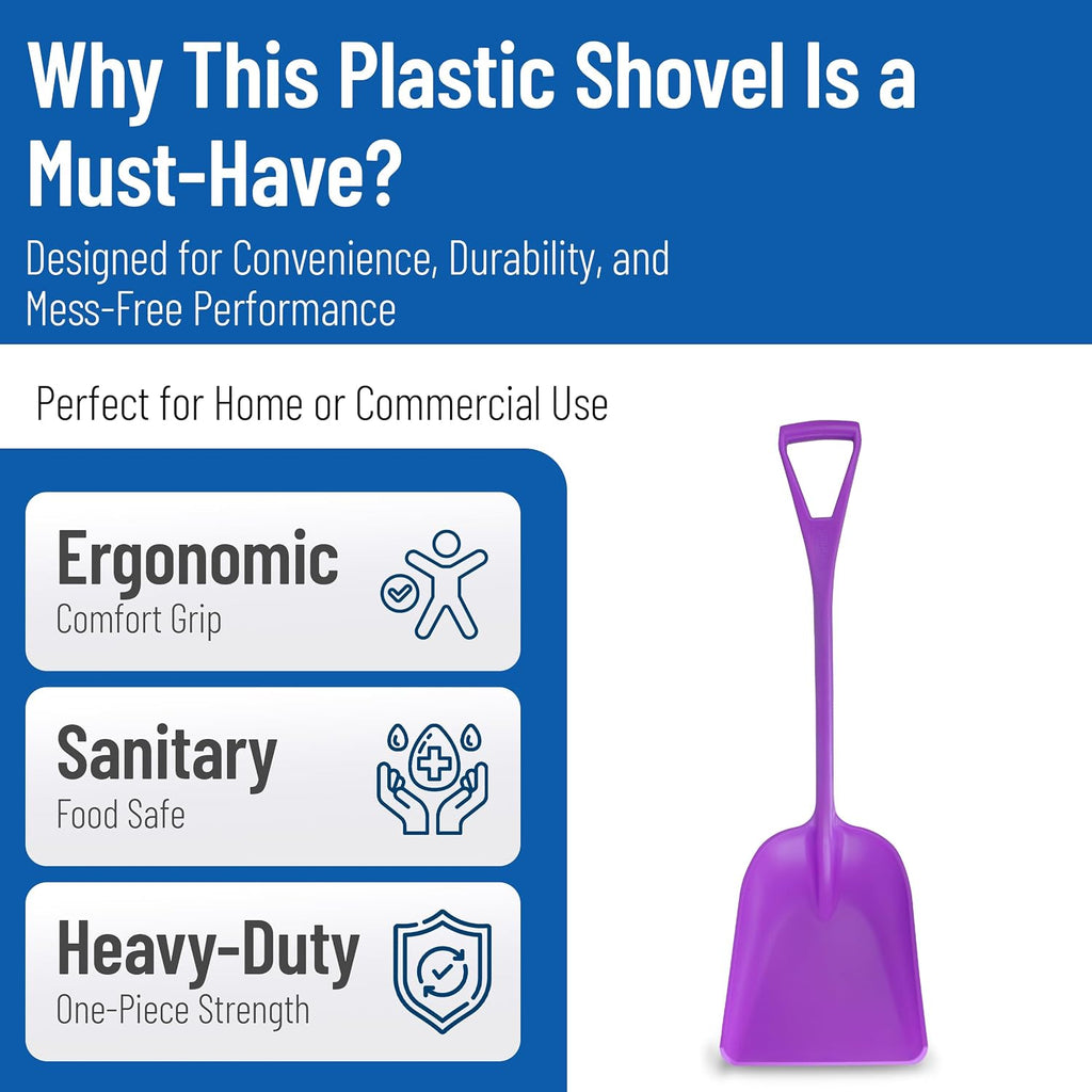SPARTA Polypropylene Sanitary Shovel, One-Piece Food Handling Scoop, Commercial Kitchen and Bulk Ingredient Transfer Tool, 13.75' x 16.5' Scoop, Purple (Pack of 3)