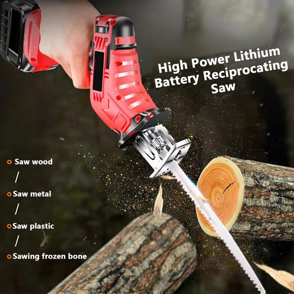 Handheld Bone Saw, Cordless Reciprocating Saw, With 4 Removable Saw Blades, Built-In Safety Lock and LED Lighting, Stroke Speed 2000/Min, Suitable for Cutting Metal, Wood, Etc.