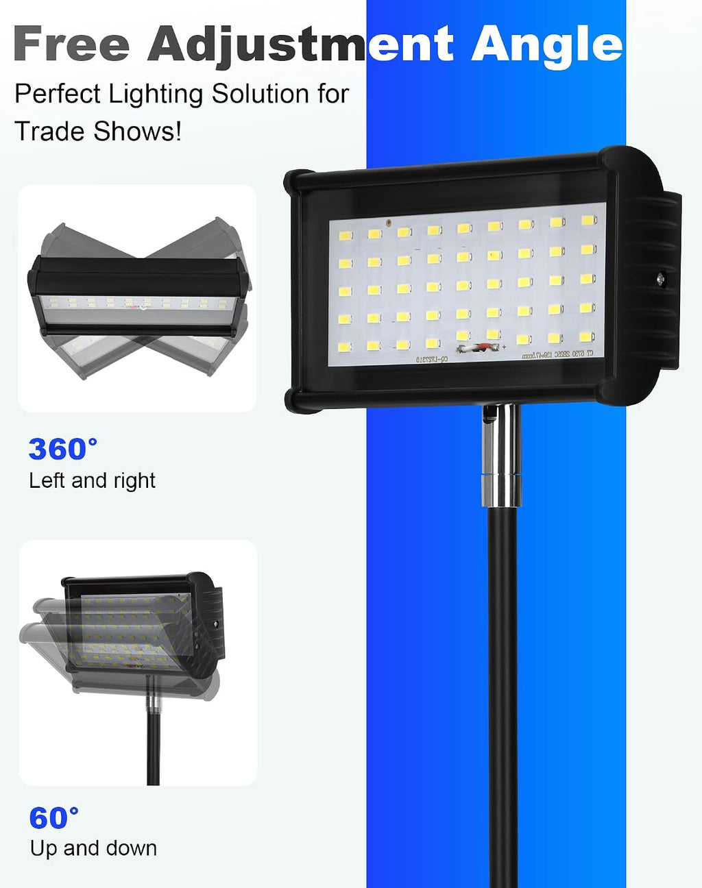 LED Trade Show Display Lights, Connectable for Exhibition Lighting | Energy-Saving Trade Show Lights, Full Accessories, Max 10 Daisy-Chainable, 360° Adjust Light, Two Mount Options