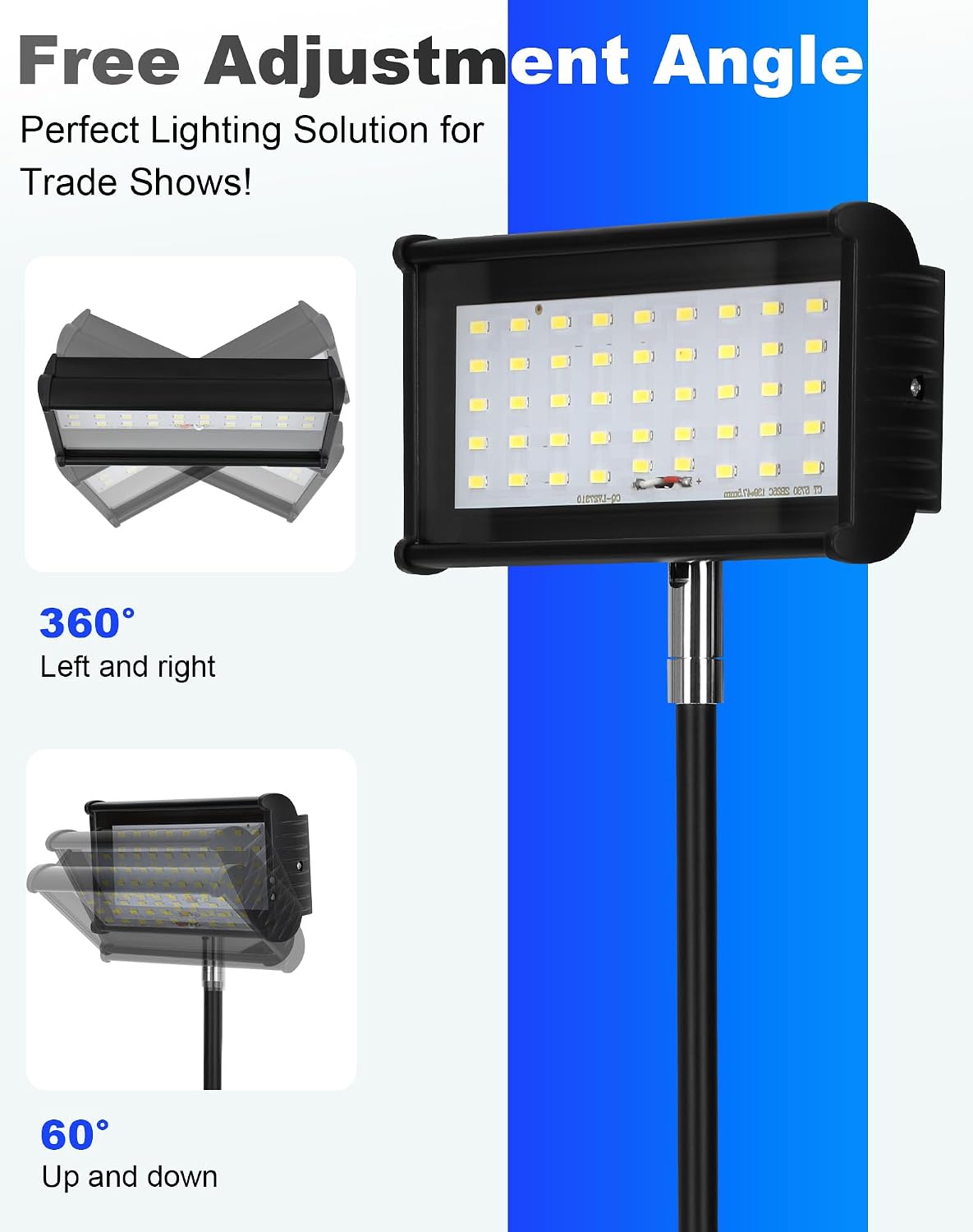 LED Trade Show Display Lights, Connectable for Exhibition Lighting | Energy-Saving Trade Show Lights, Full Accessories, Max 10 Daisy-Chainable, 360° Adjust Light, Two Mount Options