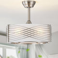 20' Fandelier Ceiling Fans with Lights, Silver Caged Ceiling Fan with Light Remote Control, Mid-Century Modern with 6 Speeds for Bedroom, Nursery, Living Room (Silver)