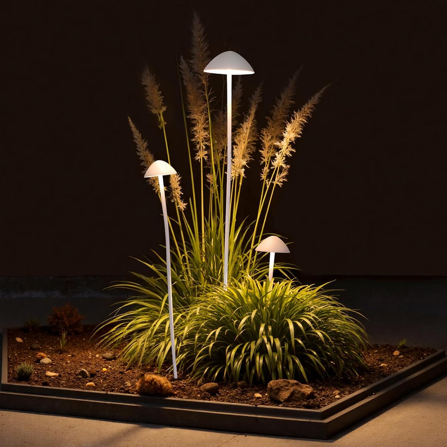 Gardencoin LED Low Voltage Outdoor Lighting Kit, 24V Outdoor Landscape Decorative Lights, Unique Aluminum Mushroom Light Wired with Transformer for Garden, Patio, Lawn, Backyard, Pathway, Set of 3