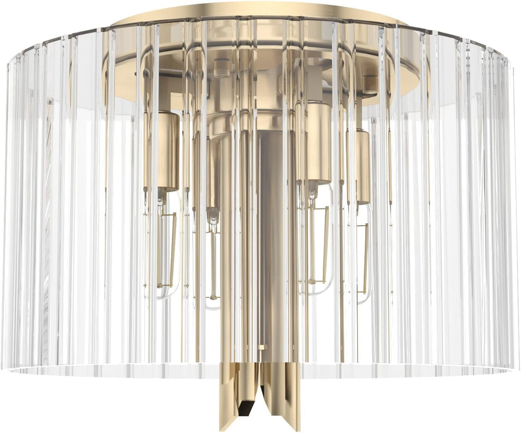 Hunter - Gatz 4-light Alturas Gold, Medium Size Flush Mount Light, Dimmable, Modern Style, Round Shaped, for Bedrooms, Kitchens, Dining, Living Rooms - 19690
