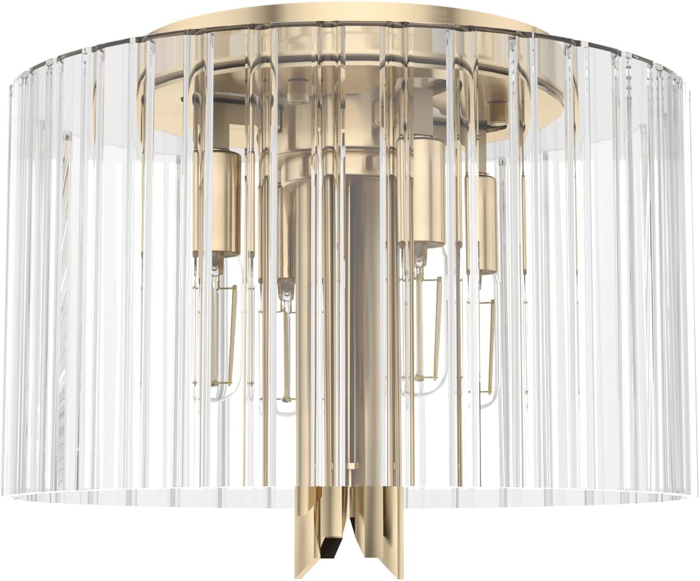 Hunter - Gatz 4-light Alturas Gold, Medium Size Flush Mount Light, Dimmable, Modern Style, Round Shaped, for Bedrooms, Kitchens, Dining, Living Rooms - 19690