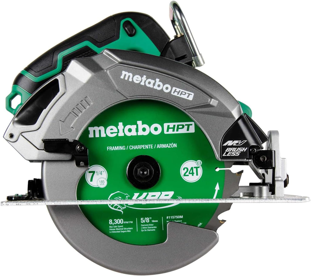 Metabo HPT 36V MultiVolt 7-1/4' Circular Saw, Torque Boost Technology, High Power and Torque, Visible Cutting Depth Indicator, Lightweight Aluminum Base Plate, Tool Body Only, C3607DBQ4