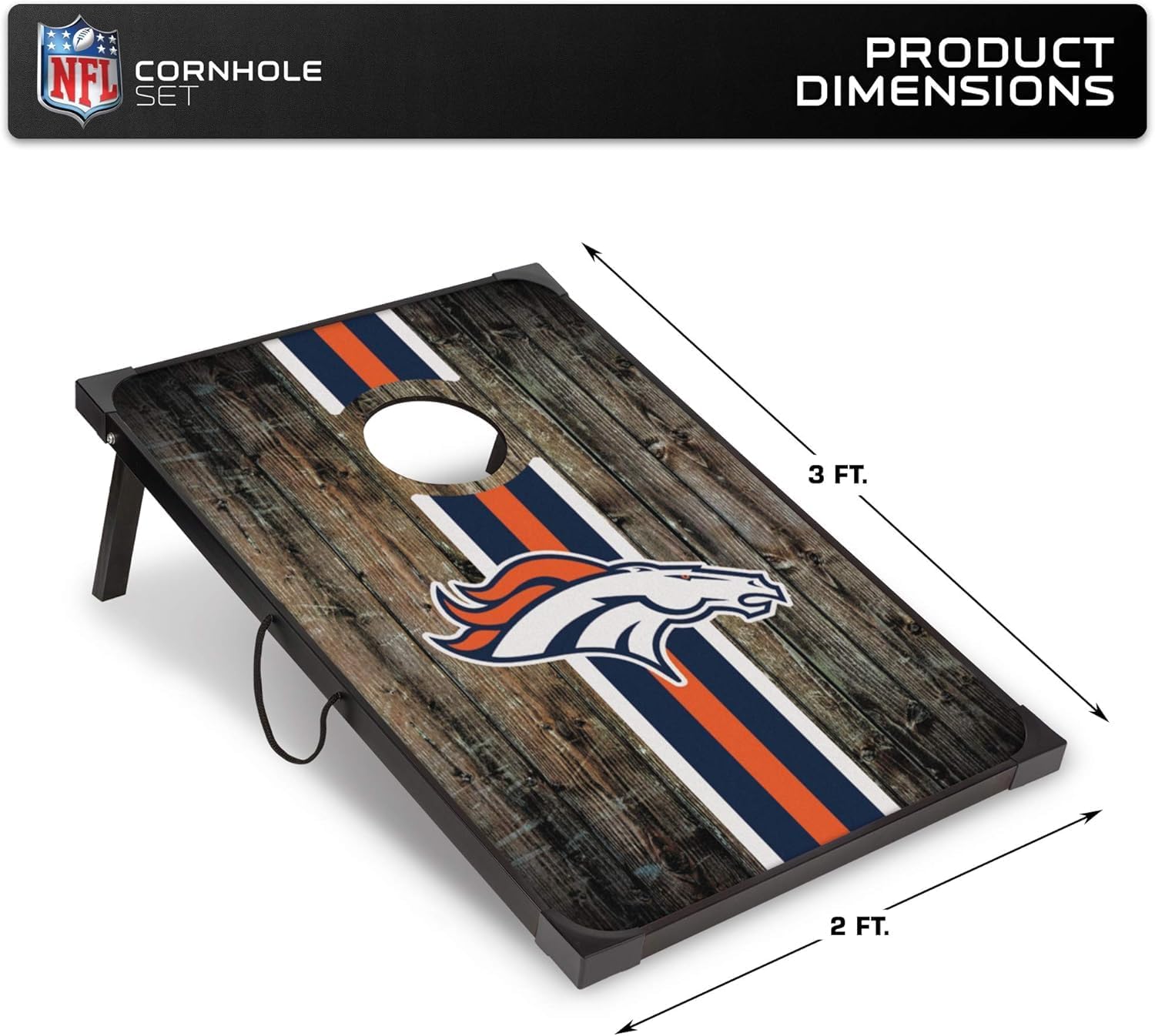 Wild Sports NFL 2' x 3' MDF Deluxe Cornhole Set - with Corners and Aprons