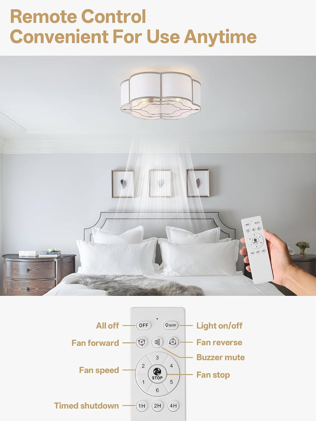 20' Boho Ceiling Fan with Lights Flush Mount, Silver Enclosed Ceiling Fans with Lights Remote Control, Caged with 6 Speeds for Bedroom, Living Room, Nursery