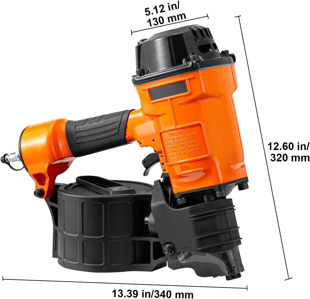 Happybuy Coil Siding Nailer MCN70, 1-3/4' to 2-3/4' 15 Degree Pneumatic Siding Nail Gun, 70-120PSI Air Coil Nailer for Pallet, Crating, Framing, Siding and Fencing