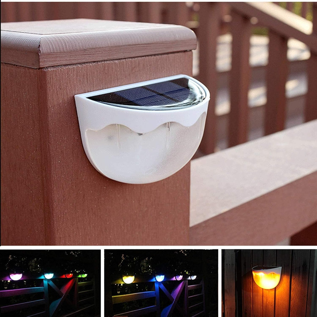 6 Pack Outdoor Waterproof Solar Fence Lights, 2 Modes Solar Powered Deck Lights, Garden Decorative Lighting for Front Door Backyard