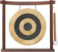 10'-12' Gongs on Woodsonic Stand - Includes Gong, Mallet, & Stand/Easy to Play Traditional Chinese Gong/Easy to Assemble Stylish Wood/Great for Small Spaces