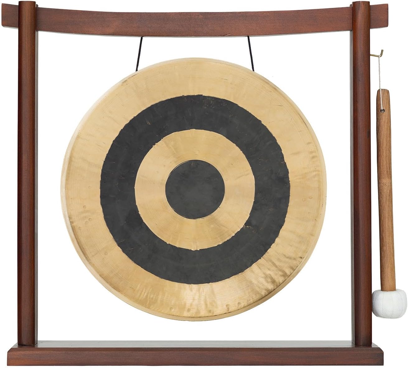 10'-12' Gongs on Woodsonic Stand - Includes Gong, Mallet, & Stand/Easy to Play Traditional Chinese Gong/Easy to Assemble Stylish Wood/Great for Small Spaces