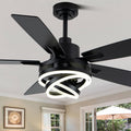 52' Farmhouse Ceiling Fans with Lights,Chandelier Fan with 6-Speed Dimmable LED and Reversible DC Motor,DIY Rings LED,Fandelier Ceiling Fan with 5 Dual Finish Blades for Living Room/Bedroom