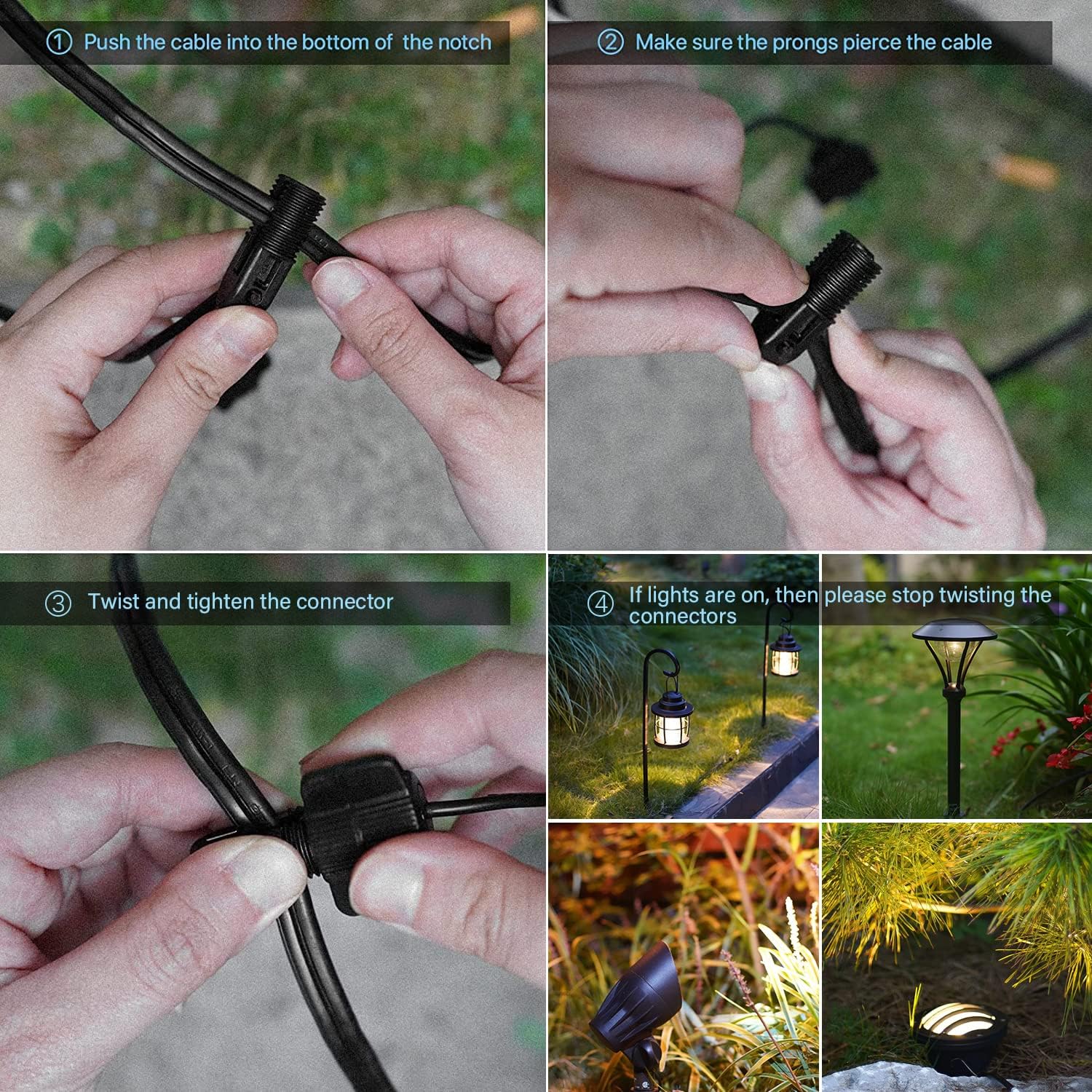 GOODSMANN 8PK Low Voltage Landscape Lighting Kits 8PK Floodlight & Spotlight 3W LED 200 Lumen Replaceable Bulbs 3000K Warm White 12V AC Tree Lights Garden Up Light Hardwired Lighting Cable Connectors