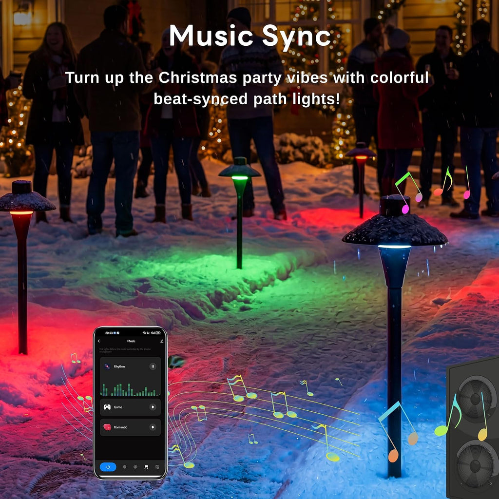 Smart RGBCW Landscape Path Lights, 12V App Color Changing Pathway Light Wired Waterproof with Timer, Hat Shape Low Voltage LED Outdoor Pathlight Aluminum 5W ORB for Sideway Step (8 Pack)