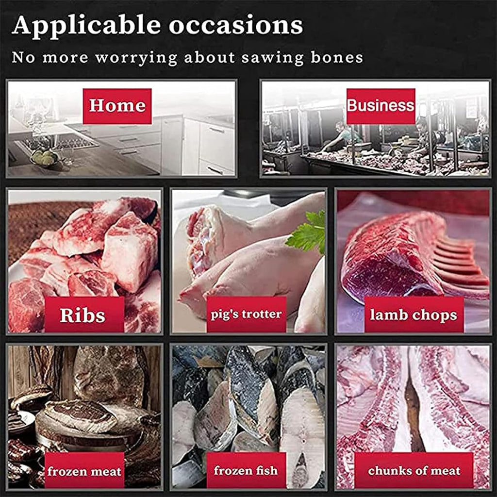 Electric Bone Saw Machine - Cordless Butcher Saw for Cutting Meat, Pork, Ribs & Wood - Portable Commercial and Household Reciprocating Saw with Blades