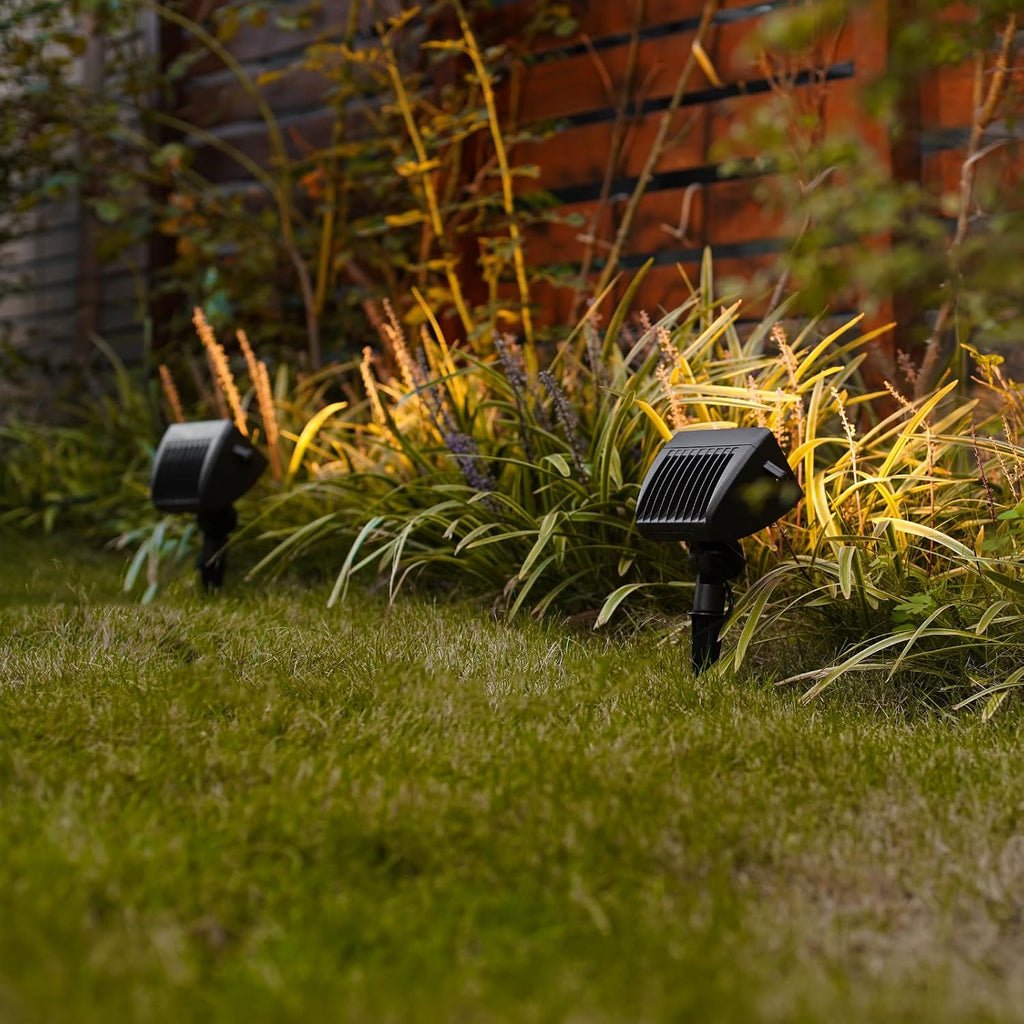 GOODSMANN Low Voltage LED Landscape Wall Wash Kits 8PK Spotlight & Floodlight 18W 2700K Outdoor Lights Brown Finish Outside Hardwired Lighting with Metal Stake Cable Connector Replaceable