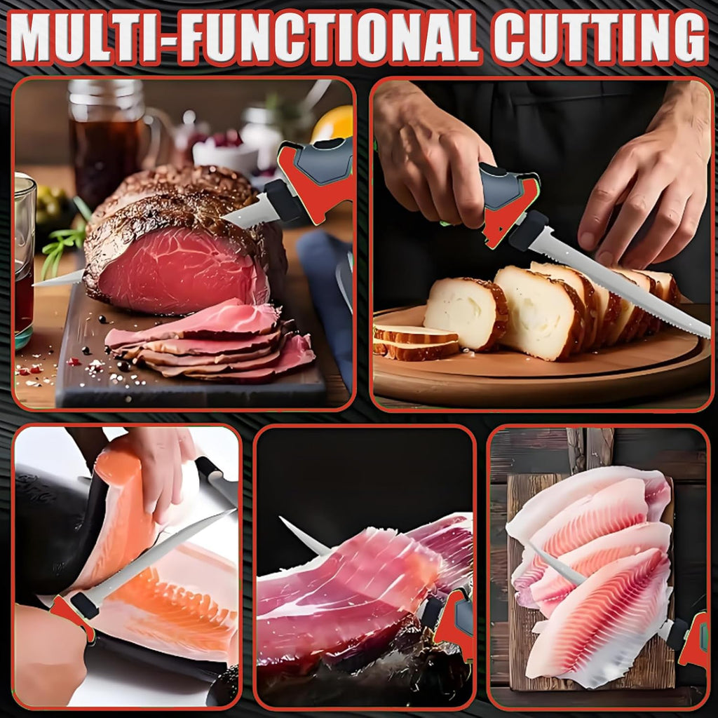 Multi-Purpose Electric Fillet/Meat Knife | 4-in-1 Cordless Reciprocating Fish Filet Saw For Filleting,Scaling & Boning,With 4 Blades & 2 Batteries,For Home Kitchen,Outdoor Camping Trips