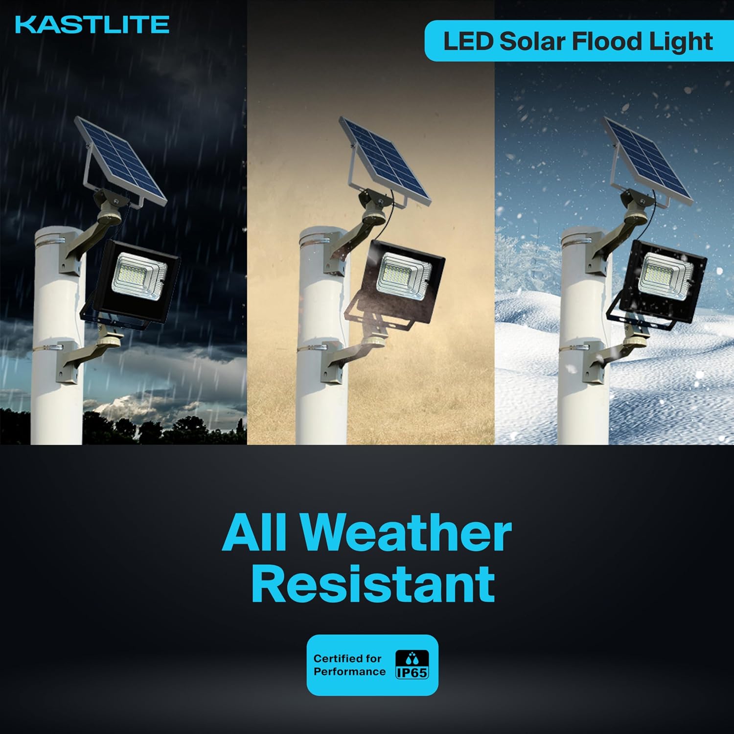 KASTLITE 10W LED Dusk to Dawn Solar Flood Light - 80 Watt Equiv. Waterproof Outdoor Fence/Security Floodlight - Photocell Sensor & Remote Control 5000K 1200 Lumen Spotlight for Patio Street Driveway