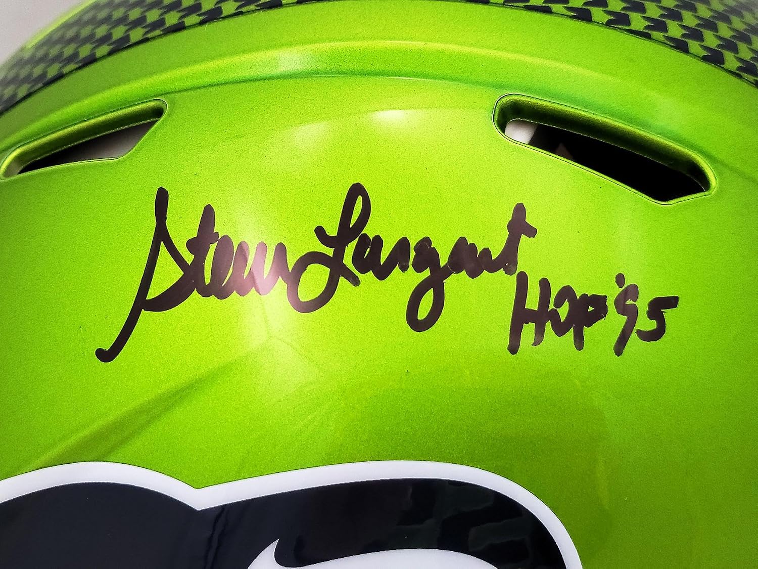 Steve Largent Autographed Seattle Seahawks Flash Full Size Authentic Speed Helmet 'HOF 95' MCS Holo Stock #210459 - Autographed NFL Helmets