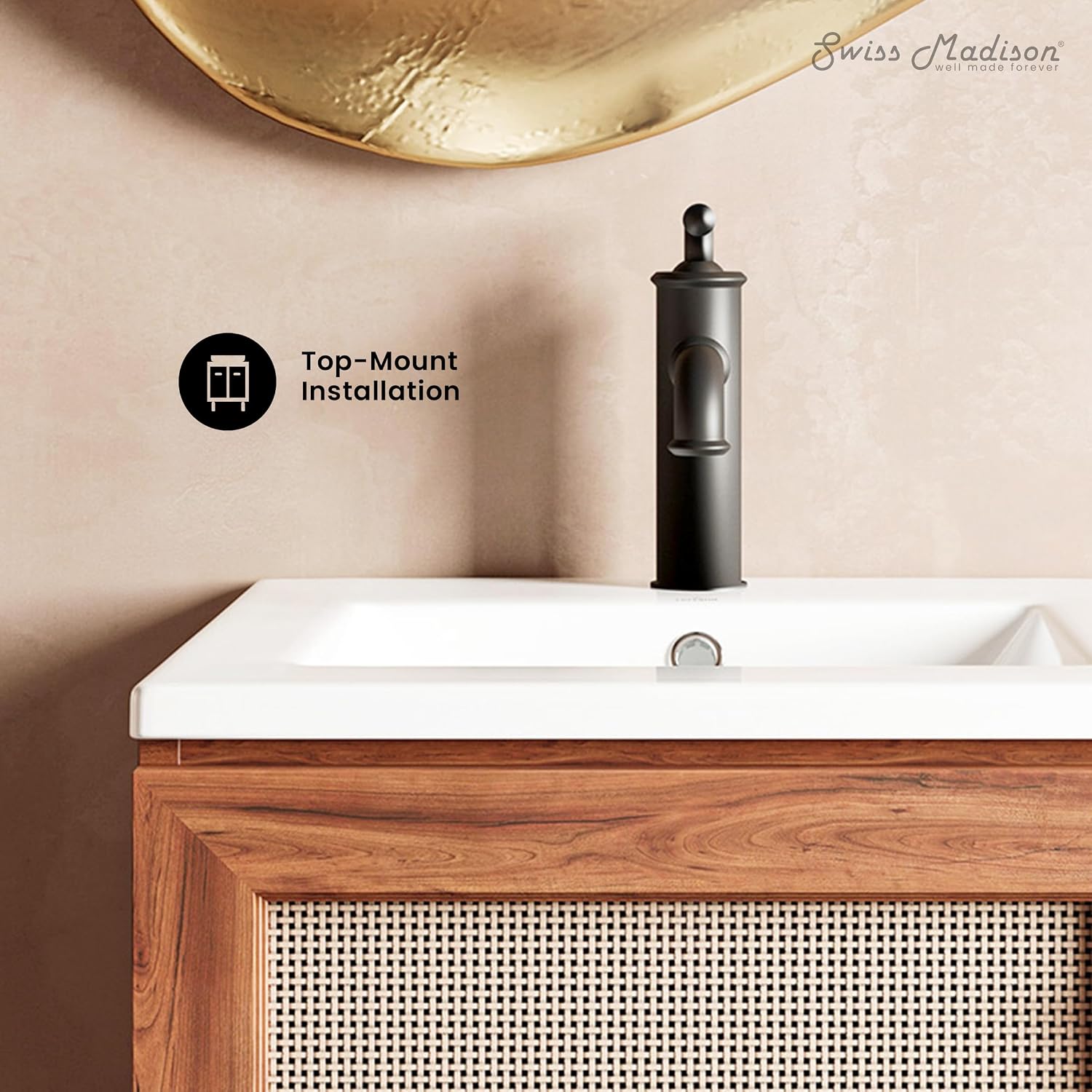 18' Ceramic Square Vanity Sink Top