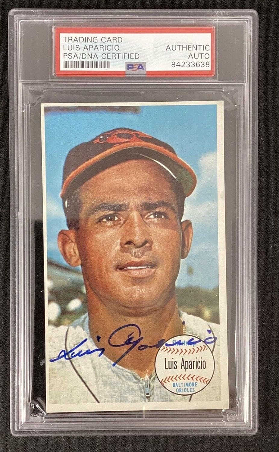 Luis Aparicio Signed 1964 Topps Giants #39 Card Orioles Autograph HOF PSA/DNA - Baseball Slabbed Autographed Cards