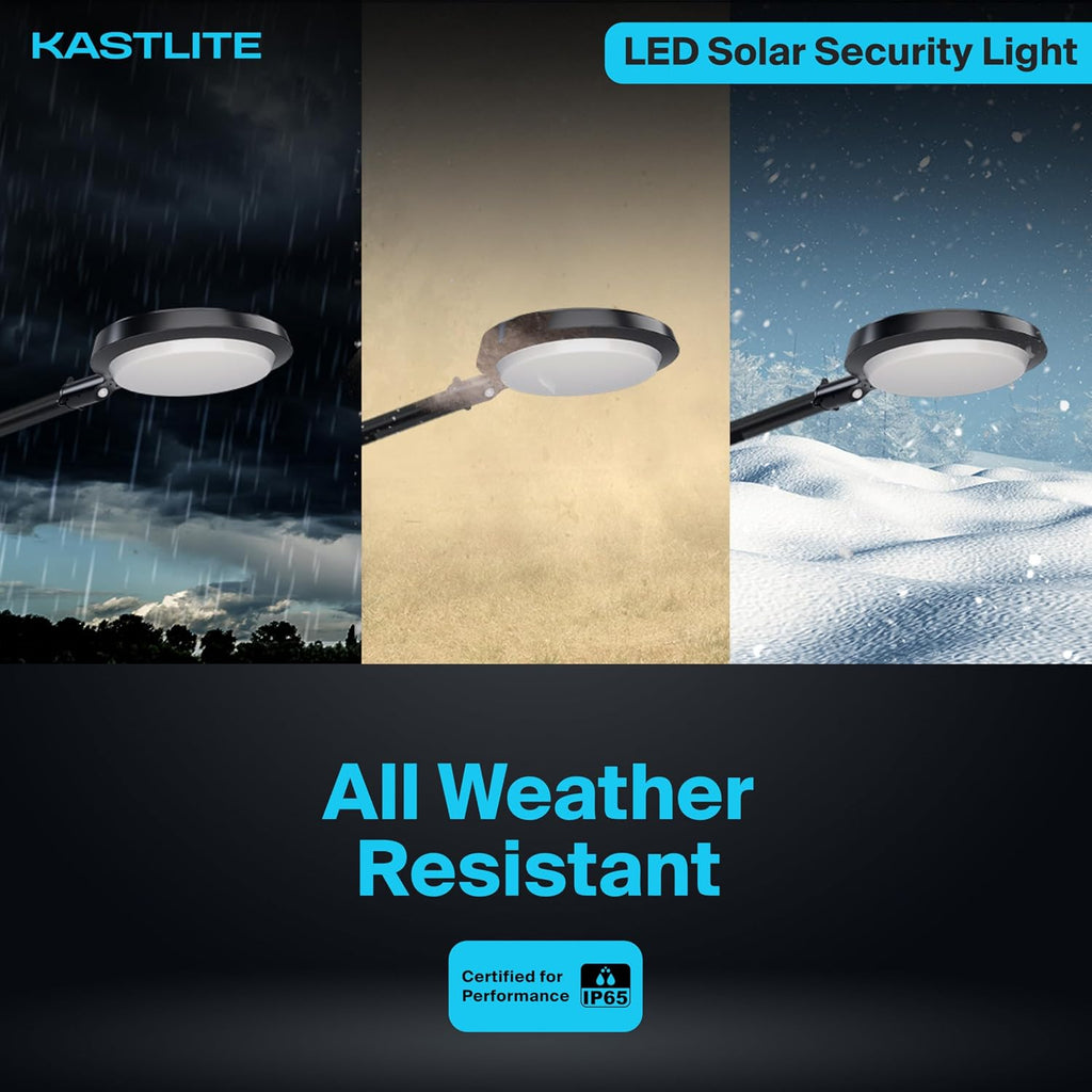 KASTLITE Solar Powered Dusk to Dawn LED Parking Lot Light with Motion Sensor | 150-Watt Equivalent Outdoor Security Lighting, Waterproof Flood Light for Yard, Garden & Driveway | 45W 5000K 4500LM