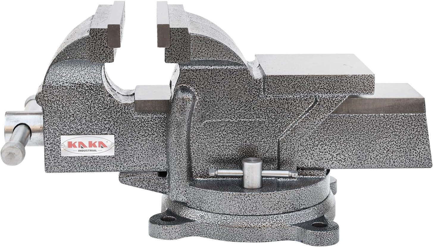KAKA INDUSTRIAL Bench Vises 6 Inch Jaw Width, 6 Inch Jaw Opening Homeowner's Vise, Swivel Base Heavy Duty, for Drilling, Pipe Cutting, Woodworking HPS-150