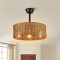 Dawn Whisper Caged Ceiling Fan with Lights, 18' Boho Ceiling Fan with Lights, Rattan Ceiling Fans with Lights, Farmhouse Ceiling Fans with Lights, Bedroom Ceiling Fans with Lights