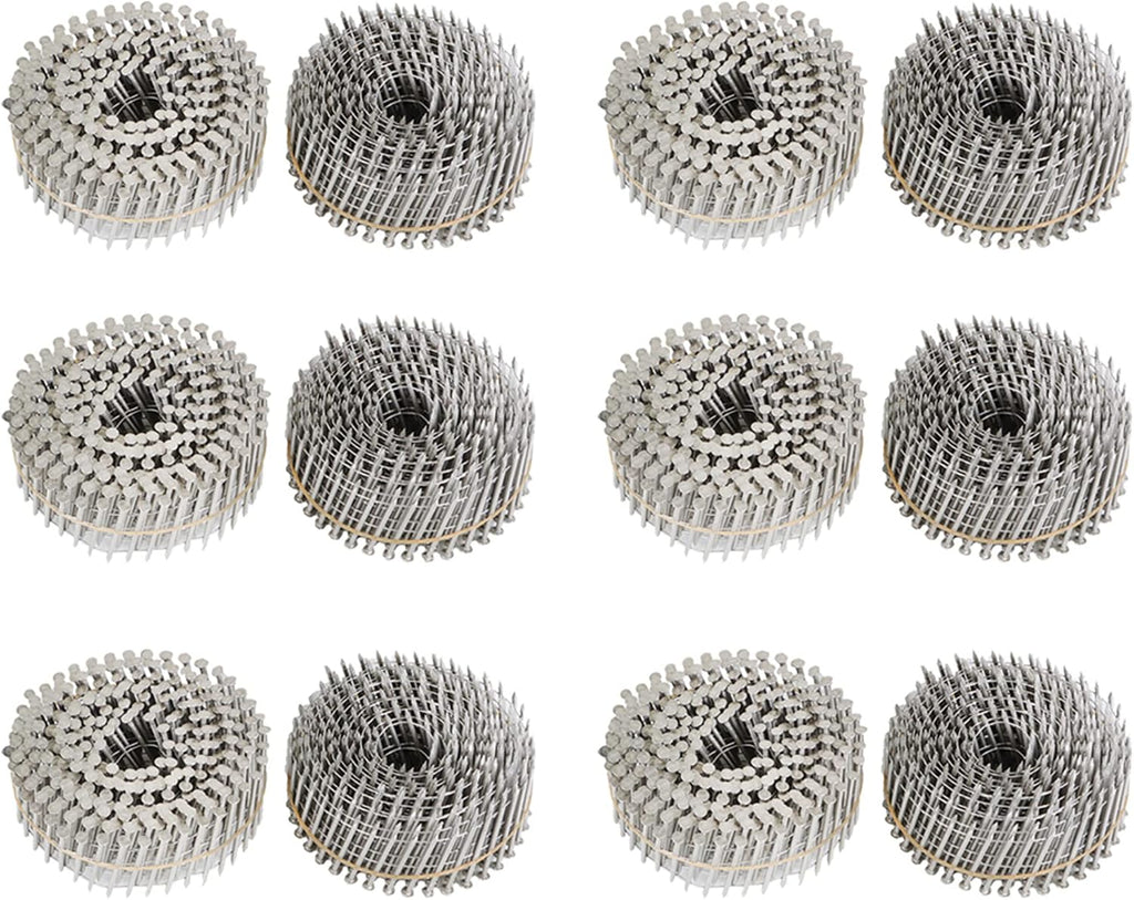 kimllier 3600 Count Coil Siding Nail Full Round Head Wire Collated Coil 15-Degree 1-3/4-Inch x .090-Inch Ring Shank 304 Stainless Steel