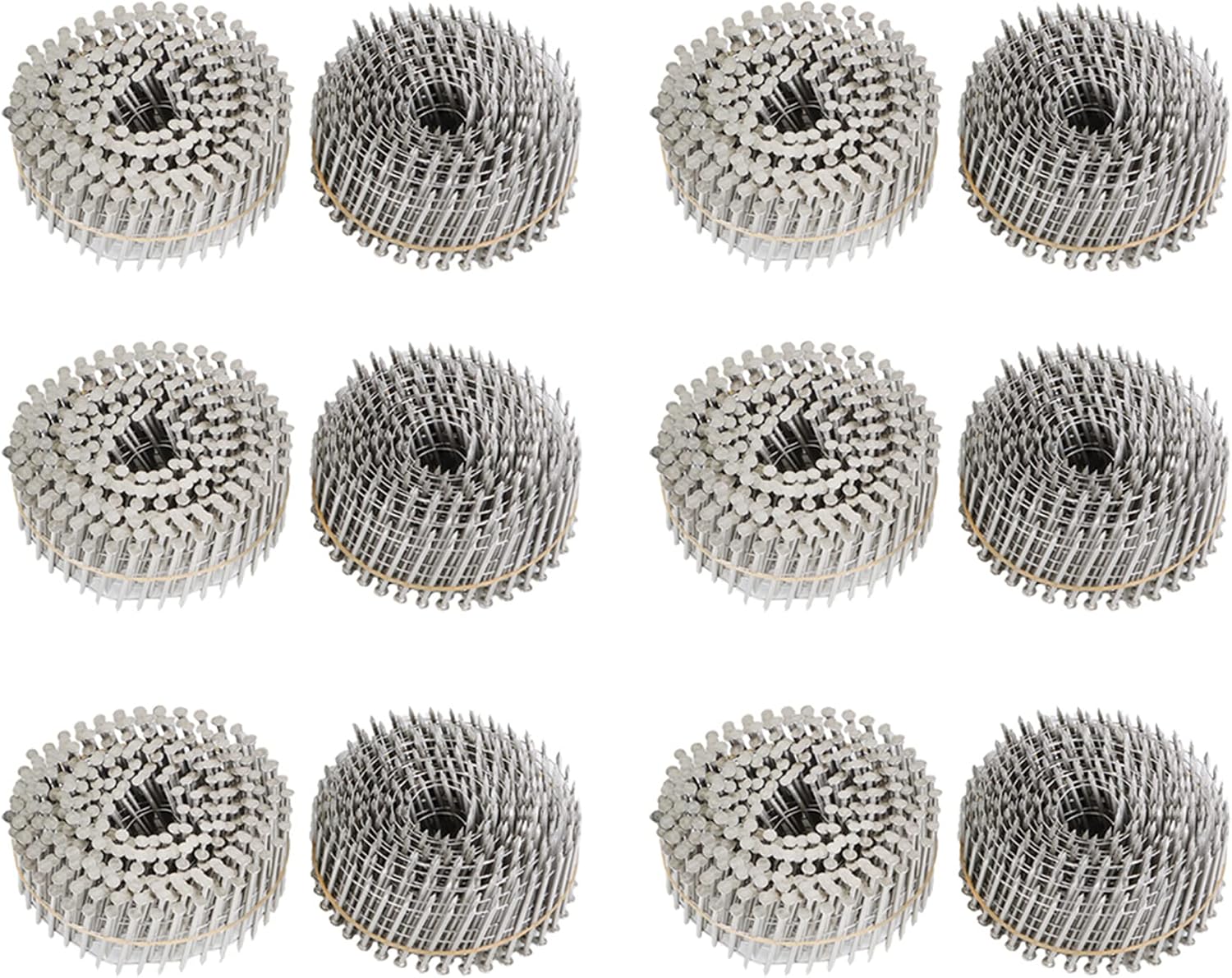 kimllier 3600 Count Coil Siding Nail Full Round Head Wire Collated Coil 15-Degree 1-3/4-Inch x .090-Inch Ring Shank 304 Stainless Steel