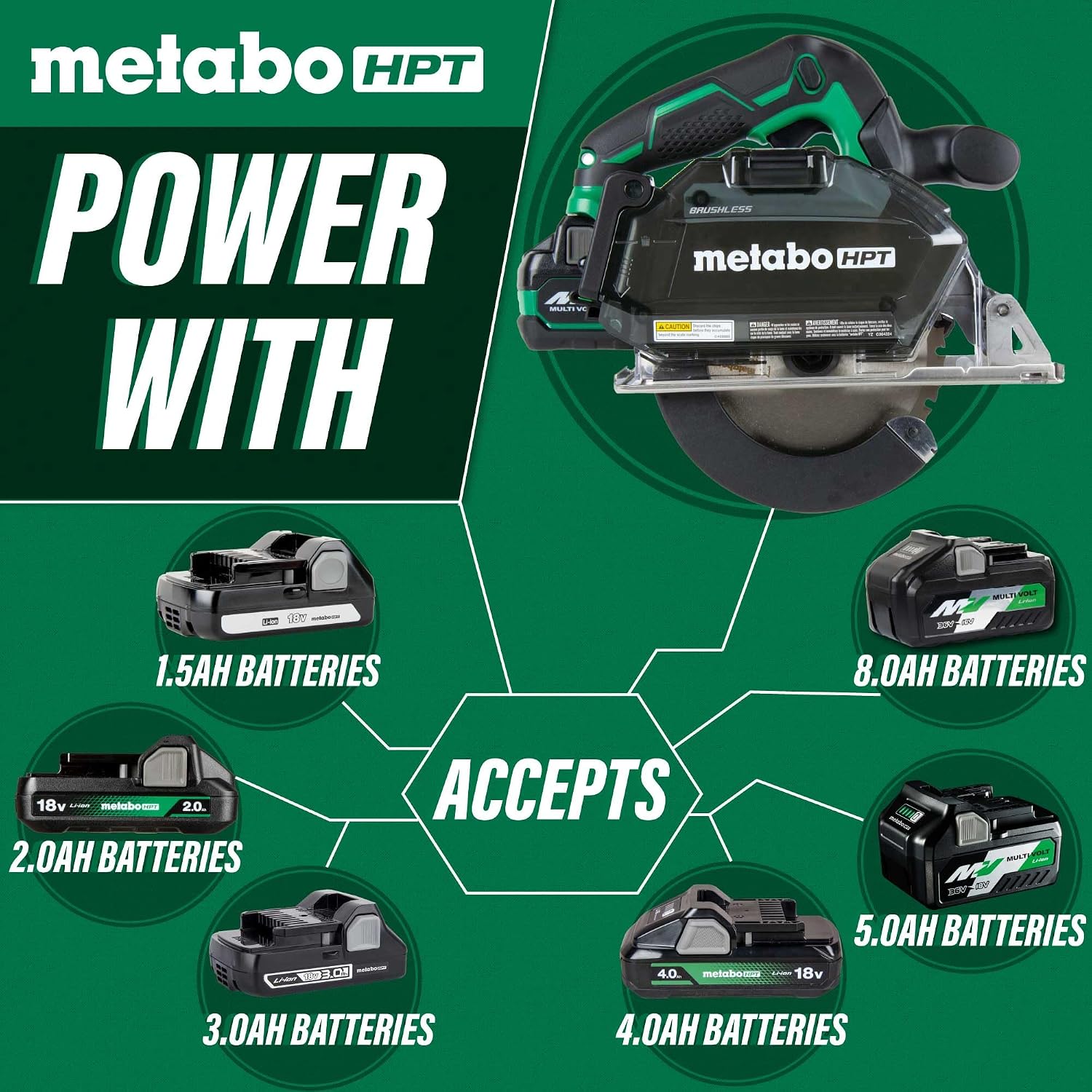 Metabo HPT 18V MultiVolt™ Cordless Circular Saw Kit | 5-3/8-Inch Metal Cutting Saw | Lifetime Tool Warranty | CD1805DB