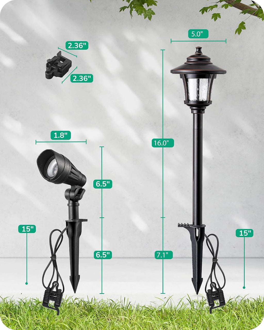EDISHINE 8 Pack Low Voltage Landscape Lights Kit, 3W 120LM LED Pathway Lights & 3.2W 240LM Spotlights, 12V Outdoor Landscape Lighting with Connectors, Aluminum Landscape Light for Yard Path, Garden