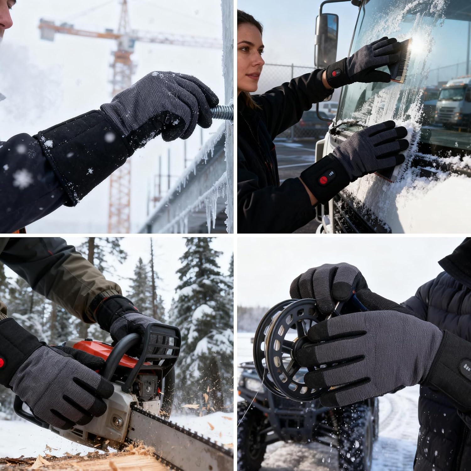 Heated Work Gloves for Men Women - Rechargeable Electric Heating Gloves, Windproof Thermal Gloves with Touchscreen