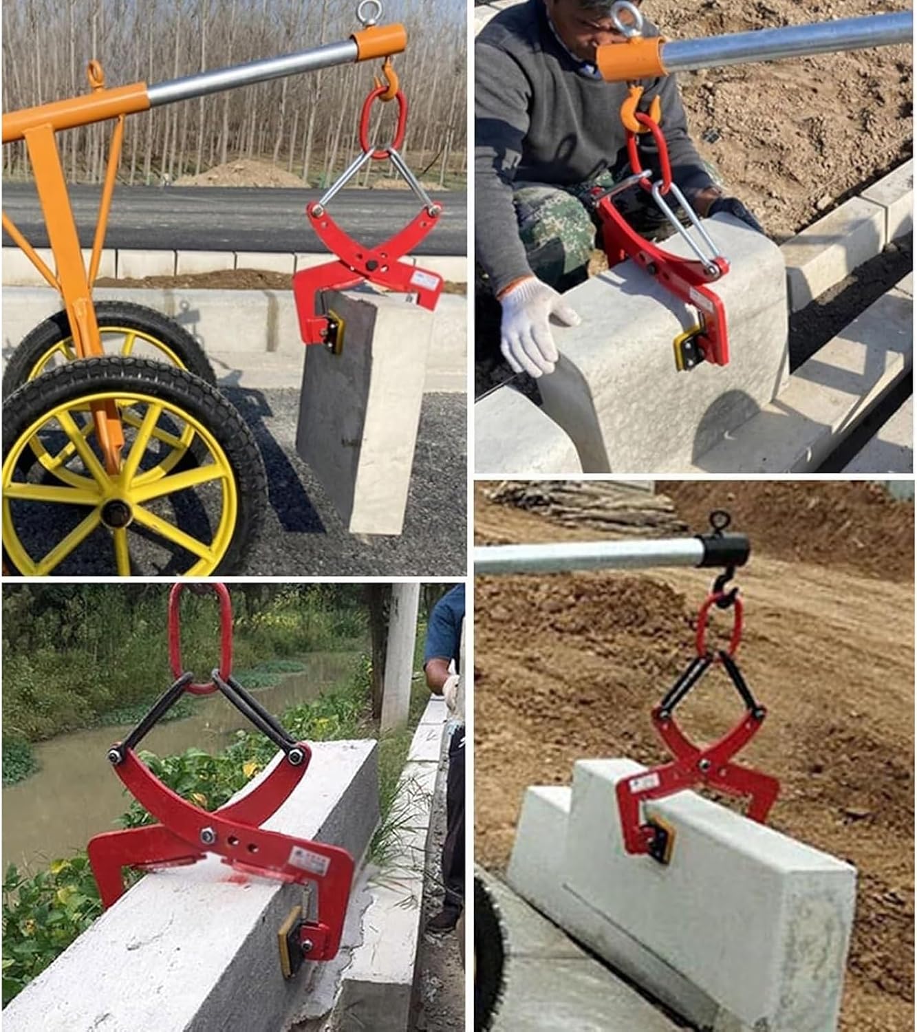 Granite Slab Lifting Clamps, Heavy Duty Stone Lifting Clamps Jaw Opening 2.3-11.8 inch, Adjustable Lifting Pliers Vertical Steel Plate Clamp Granite Curb Clamp Scissor Lifter Clamp(Opening Size 3.9-11