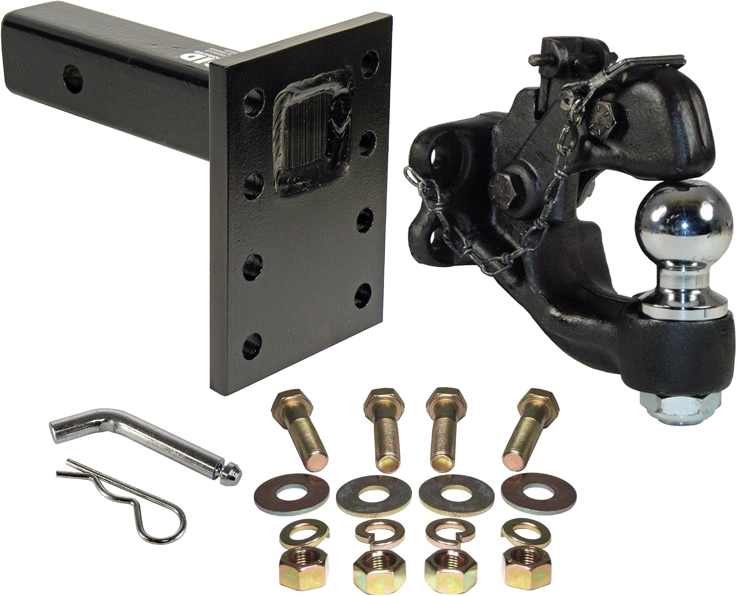 Combination Pintle Hook w/ 2' Ball, Mounting Plate and Hardware - Made in U.S.A.