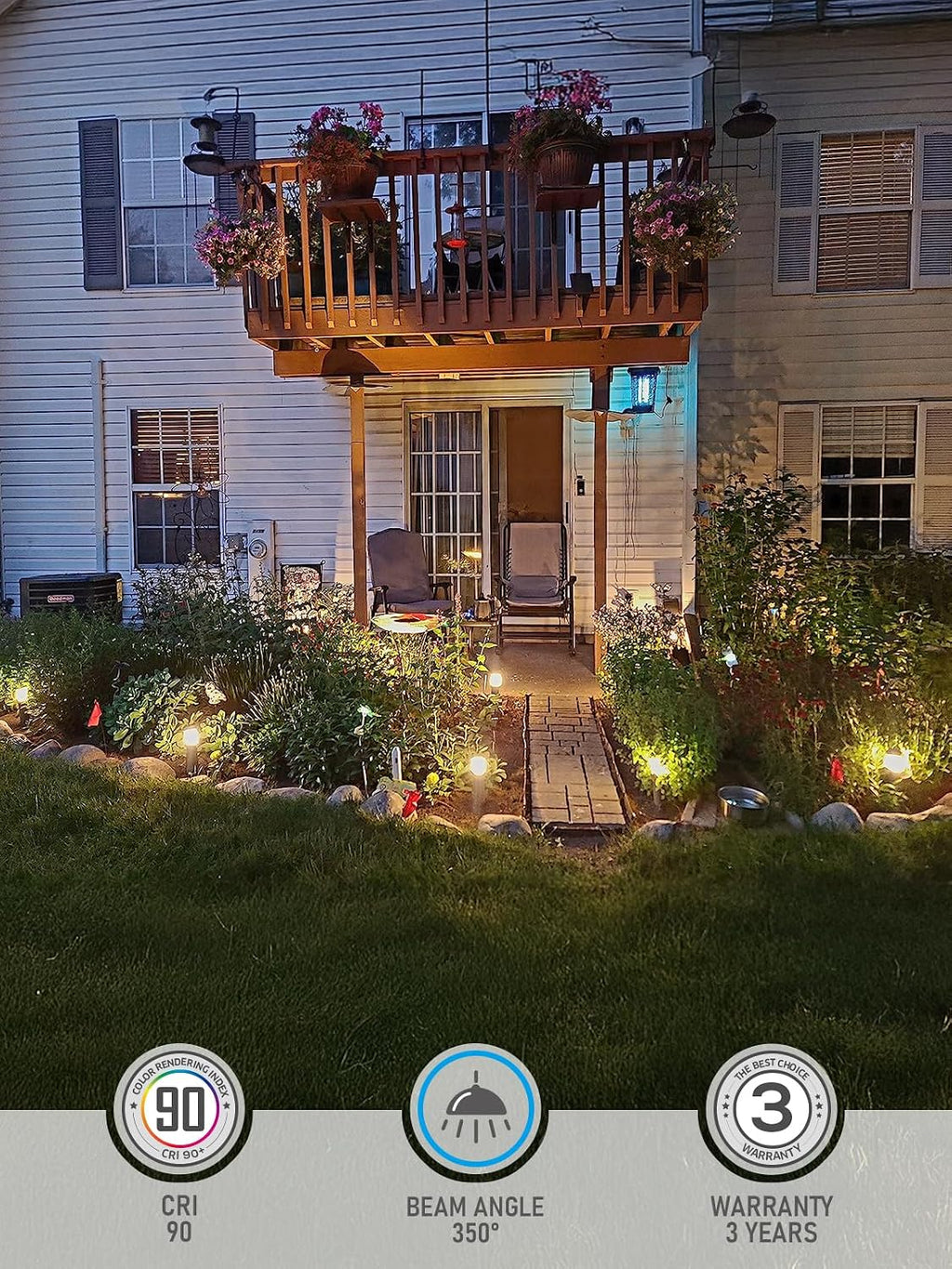 LEONLITE 8-Pack Low Voltage Landscape Pathway Lights 3W Landscape Lighting 12-24V LED Bollard Path Lights Wired CRI 90+ Aluminum Pathway Lighting for Walkway Yard Garden, ETL Listed, 3000K Warm White