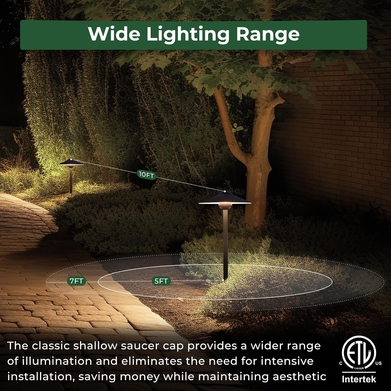 Gardencoin Low Voltage Pathway Lights (8.5'' Shade, 21.5'' Tall)，12V Outdoor LED Landscape Path Lights Wired, Aluminum Pathway Lighting with 3W 2700K Replaceable Bulb for Walkway Garden Yard, 6 Pack
