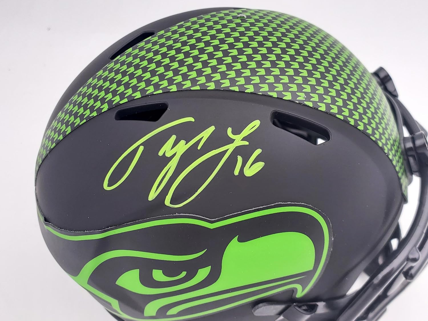 Tyler Lockett Autographed Seattle Seahawks Eclipse Speed Mini Helmet MCS Holo Stock #200481 - Autographed NFL Mini Helmets