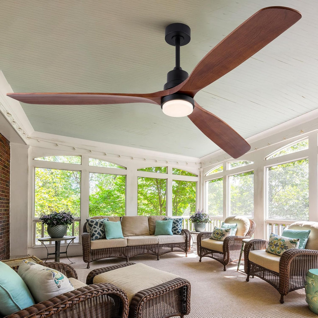 Ceiling Fans with Lights and Remote 72 inch 3 Blades Farmhouse Large Ceiling Fan, Black Ceiling Fan lights for Living Room Basement Sunroom Porch Patio, 6-Speed Remote Control