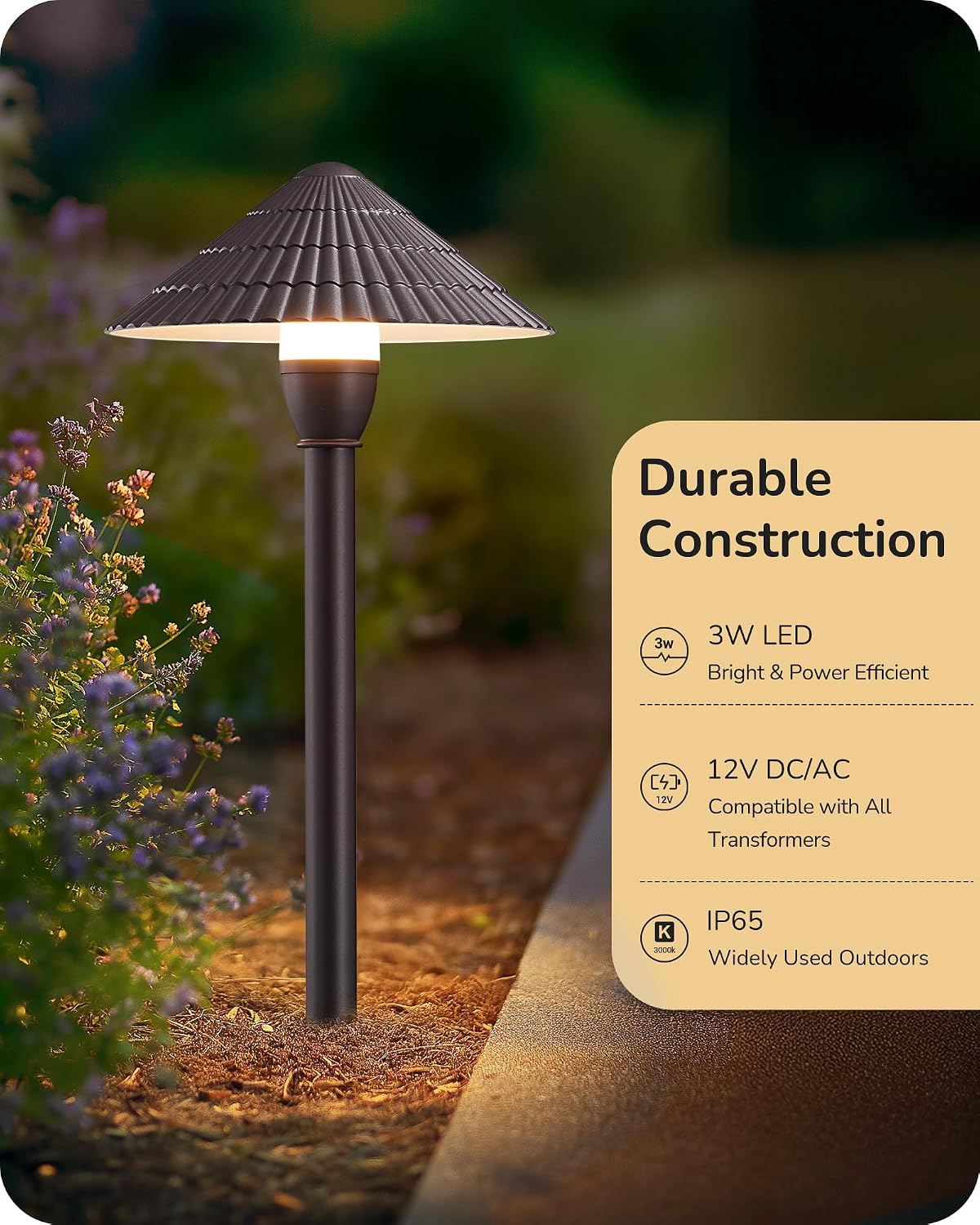 EDISHINE 5CCT Low Voltage Landscape Lights, 12 Pack 2700K-5000K LED Landscape Path Lights, 12V AC/DC 3W 160LM Die-Cast Aluminum Waterproof Outdoor Pathway Lighting for Sidewalk Garden Yard, ETL Listed