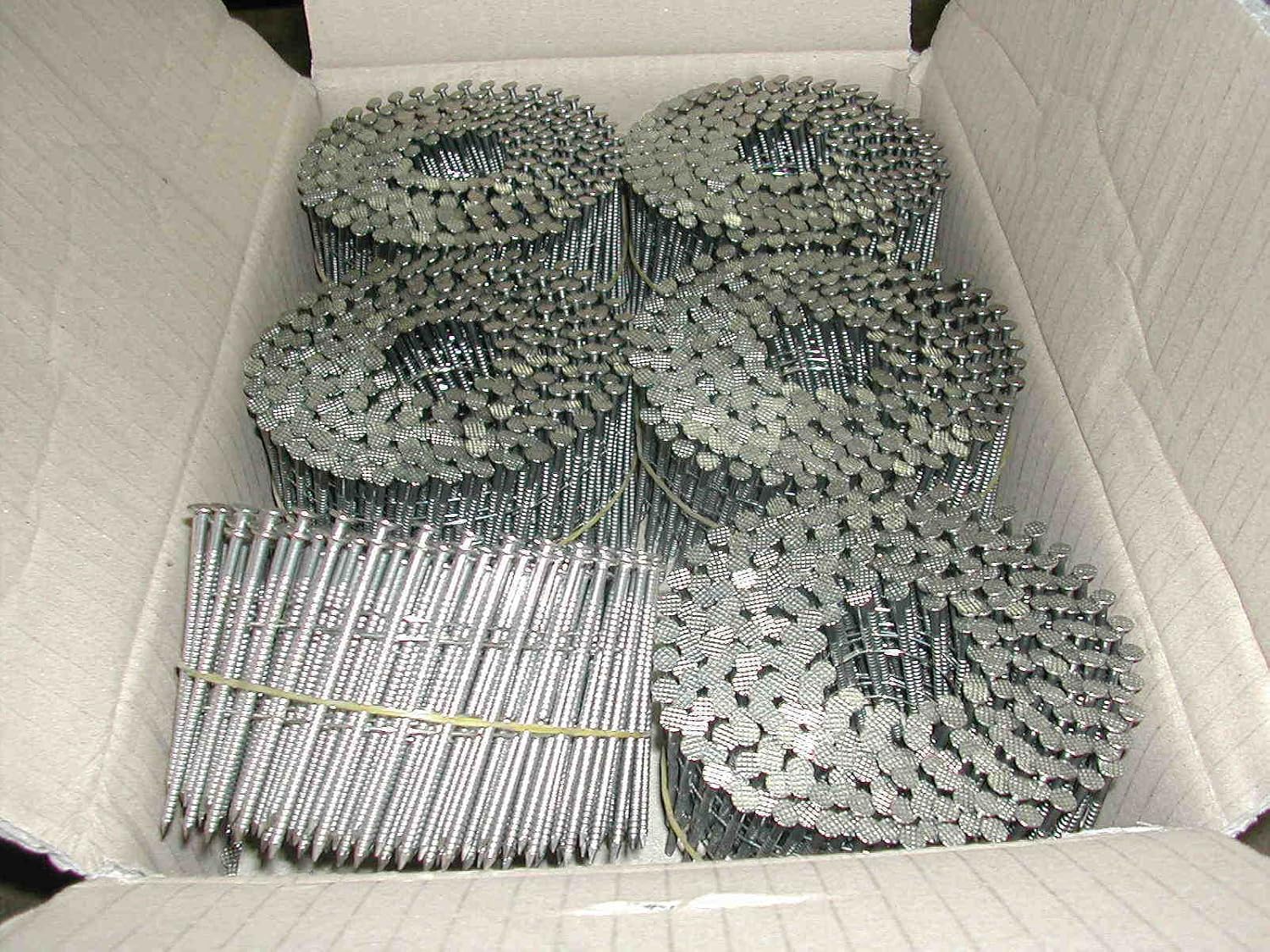 1 7/8' Inch Coil Nails Ring Shank Stainless Steel 15 Degree (3,600)