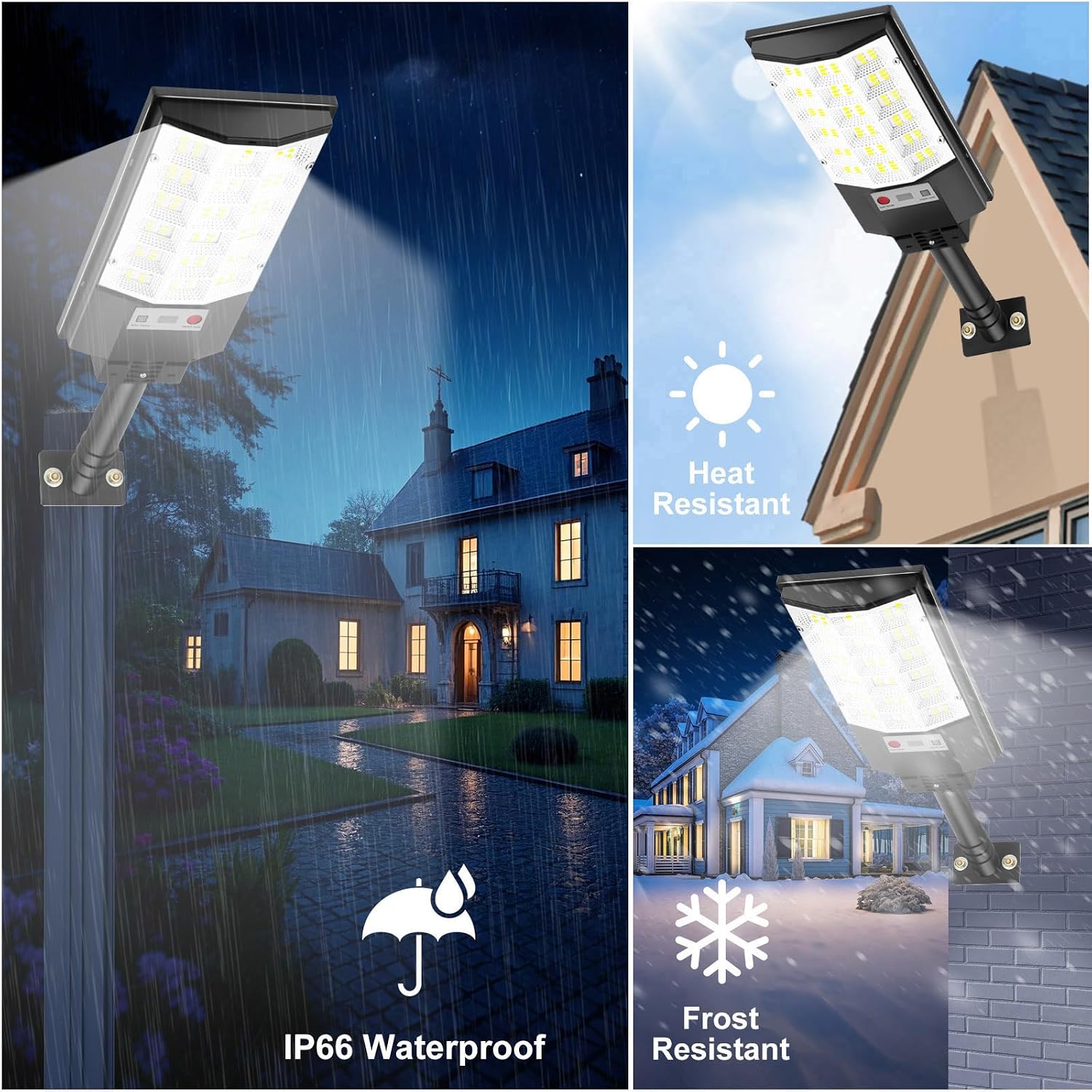 4 Pack Solar Outdoor Lights, Motion Sensor Flood Light, Dusk to Dawn Street Lights with Remote Control, IP66 Waterproof Solar Powered Parking Lot Lights, 6500k Dimmable Security Lamps