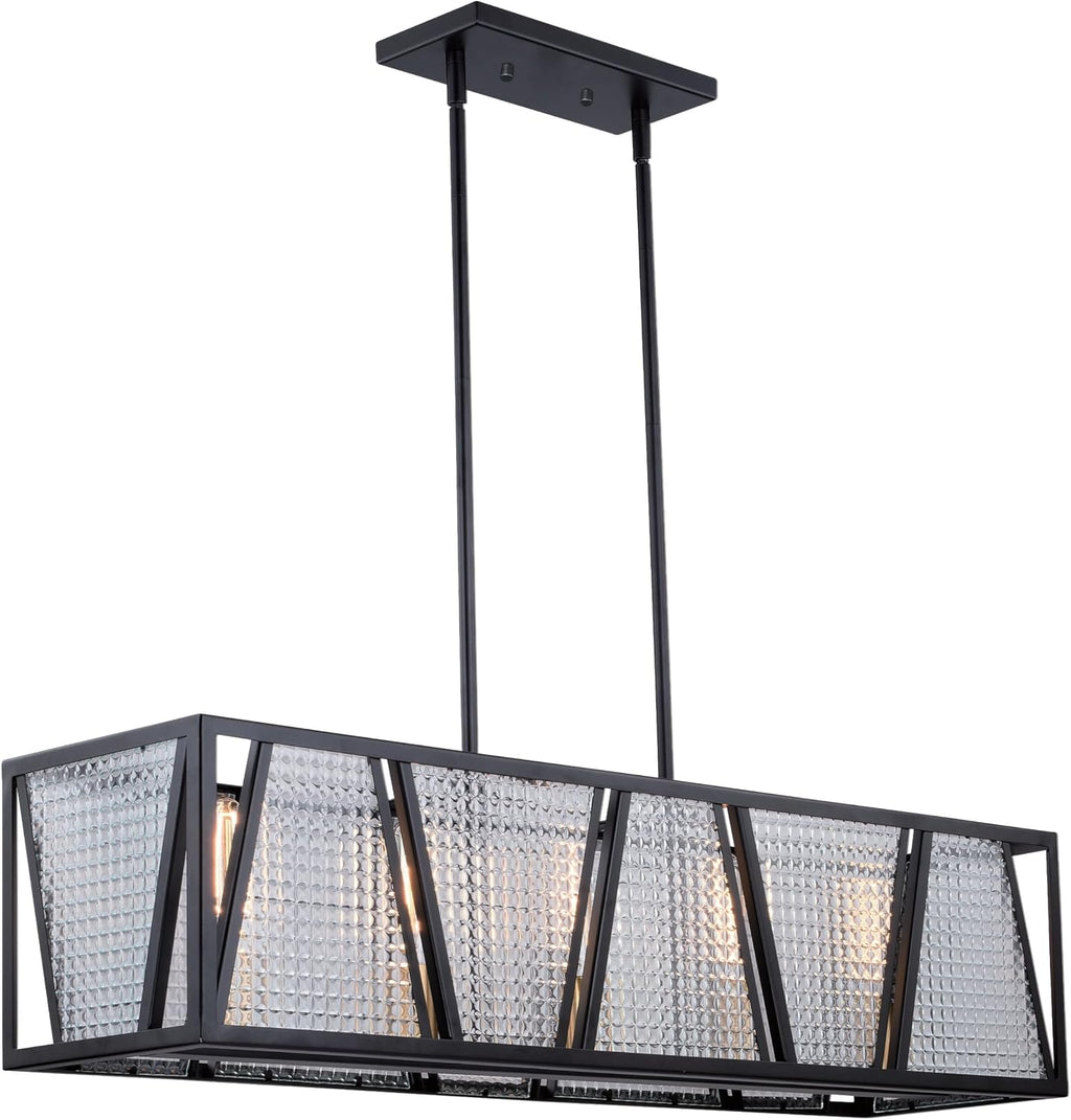VAXCEL Oslo 5L Black Urban Loft Linear Chandelier Island Pendant Light Fixture