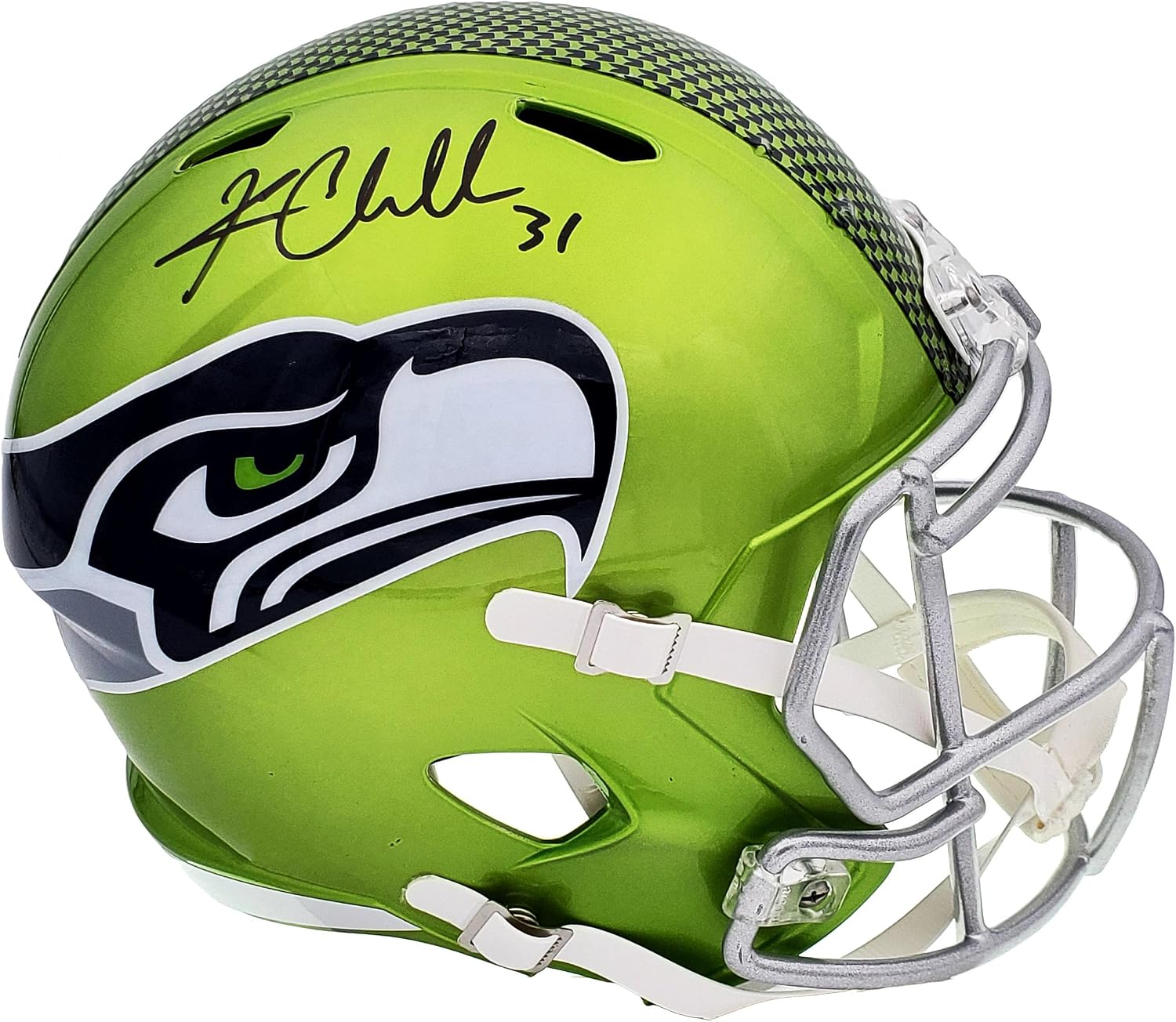Kam Chancellor Autographed Seattle Seahawks Flash Full Size Replica Speed Helmet MCS Holo Stock #197181 - Autographed NFL Helmets