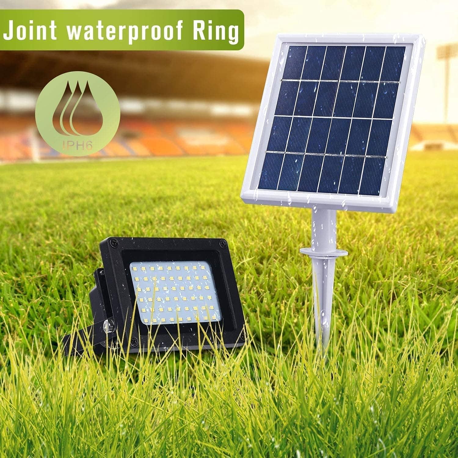 Led Floodlight Solar Floodlight with Remote Control | Two-Color Dimming Intelligent Timing Brightness Adjustable | Waterproof Outdoor Spotlight Security Lighting