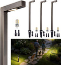 Gardenreet Brass Hardwired Landscape Path Lights, 12V Low Voltage Pathway Light IP65 Waterproof, Outdoor Walkway Lighting Wired, LED Bronze for Patio Lawn with 3W 3000K Soft White G4 Bulb (4 Pack)